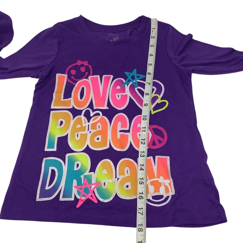 Girls Purple‎ Long Sleeve Love Peace Dream Graphic Casual Shirt Size M 7-8